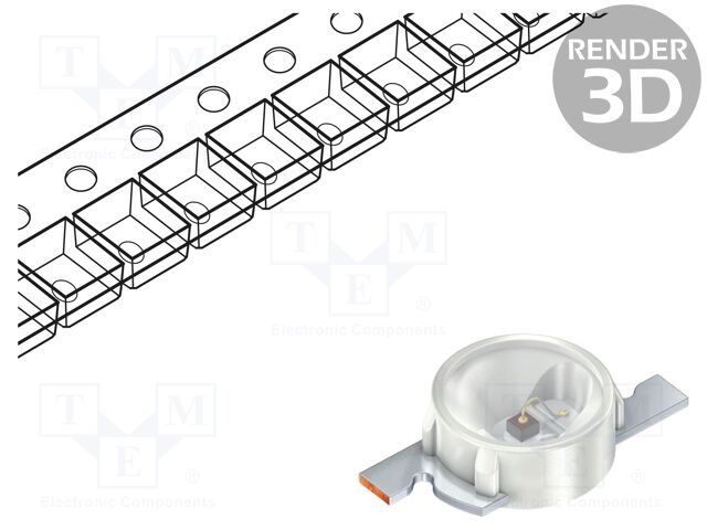 LED; UV; 120°; 750mA; 3W; 410÷420nm; 3.5÷4VDC; SMD; Front: convex
