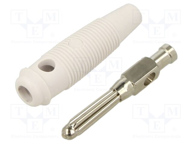 Connector: 4mm banana; plug; 30A; 60VDC; white; 3mΩ; 2.5mm2