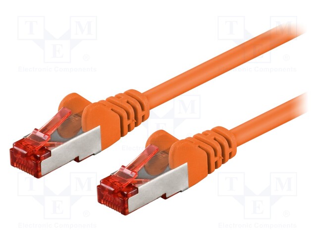 Patch cord; S/FTP; 6; stranded; CCA; PVC; orange; 0.5m; 27AWG