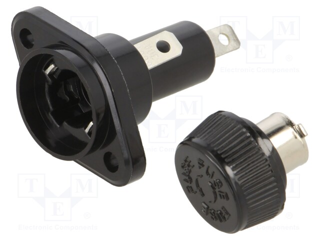 Fuse holder with cover; cylindrical fuses; 6.3x32mm; 30A; UL94HB