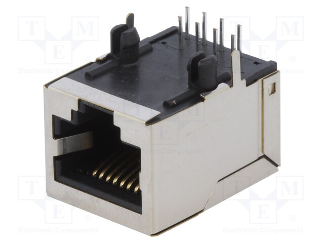 Socket; RJ45; PIN: 8; Cat: 5e; shielded; Layout: 8p8c; THT; angled