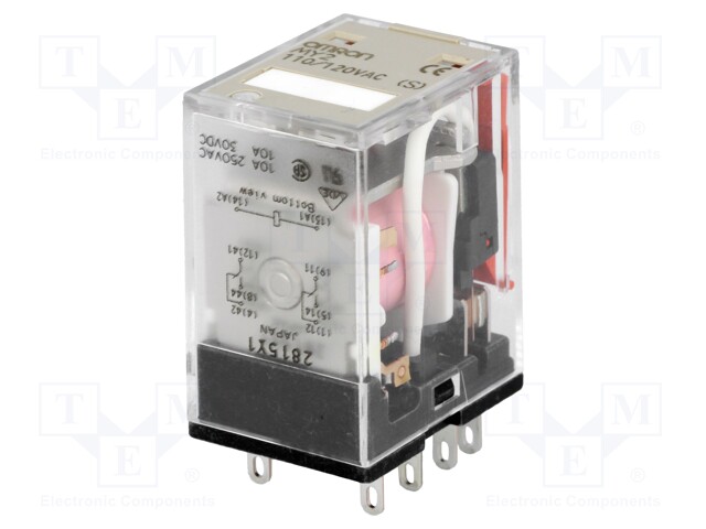 Relay: electromagnetic; DPDT; Ucoil: 120VAC; 10A/220VAC; 10A/24VDC