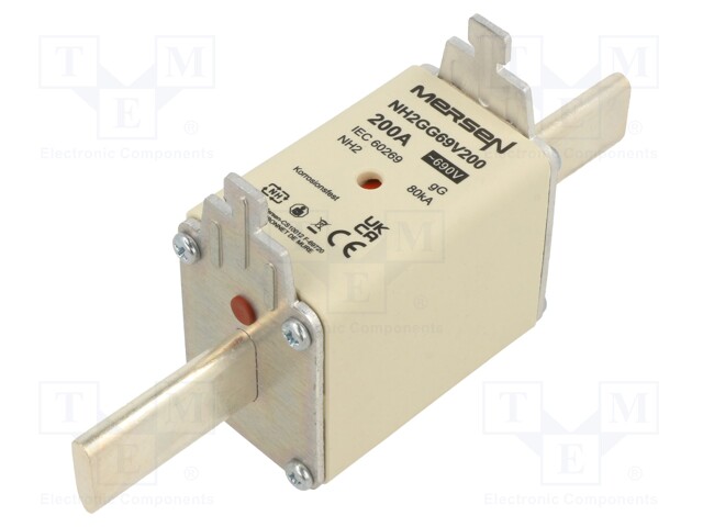 Fuse: fuse; gG; 200A; 690VAC; 250VDC; ceramic,industrial; NH2