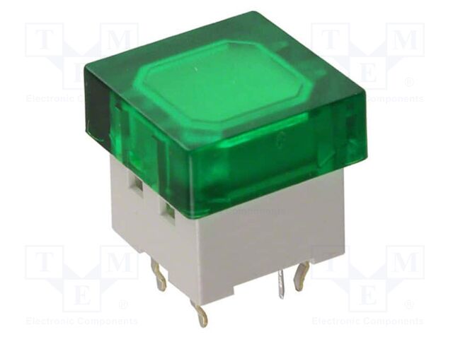 Keypad; SPST-NO; Pos: 2; 0.05A/24VDC; THT; LED; green; 1.57N; 11mm