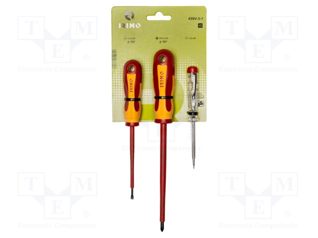 Kit: screwdrivers; insulated; Phillips,slot; Size: PH1,SL 3,SL 4