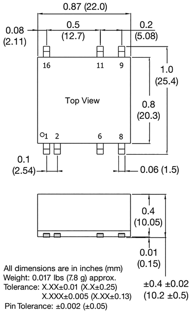 Isolated Board Mount DC/DC Converter, ITE, 1 Output, 6 W, 15 V, 400 mA