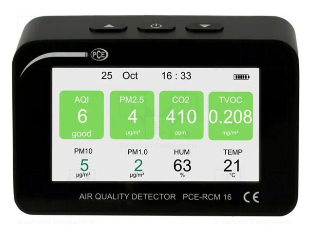 Meter: air quality; Range: 0÷9,999mg/m3,0÷999um/m3; 0÷5000ppm
