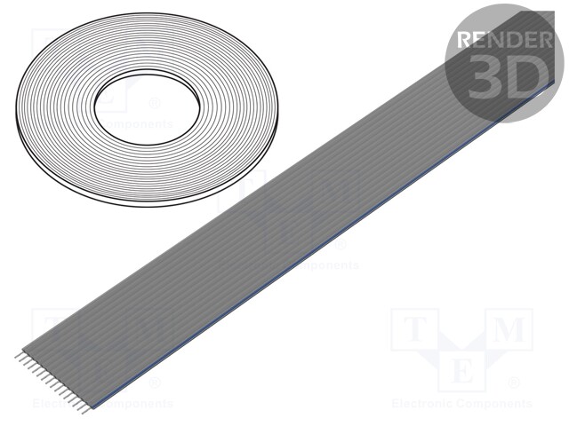 Wire: ribbon; 1.27mm; stranded; Cu; unshielded; PO; grey; 30.5m
