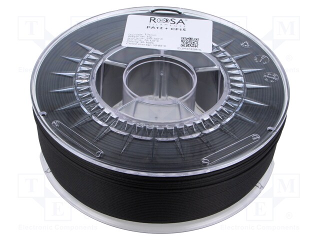 Filament: PA12 + 15CF; 1.75mm; black; 250÷290°C; 1kg