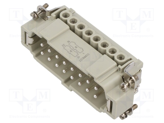 Connector: HDC; contact insert; male; CNE; PIN: 32; 32+PE; 16A; 600V