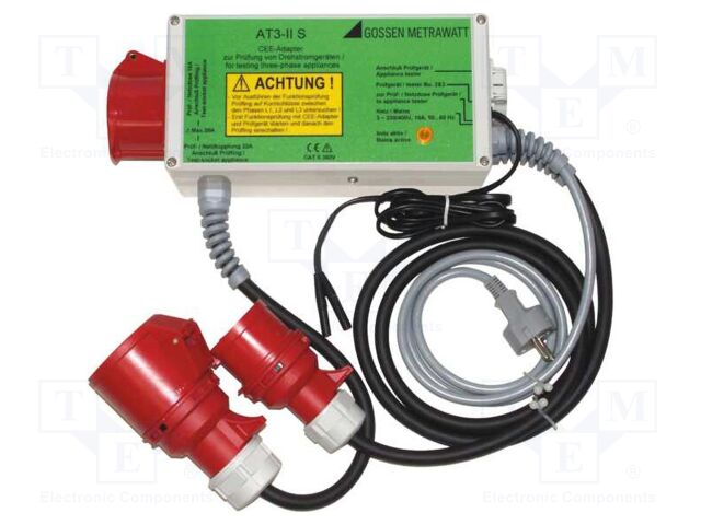 Three-phase adapter; Urated: 300V; 290x120x105mm; Imax: 20A