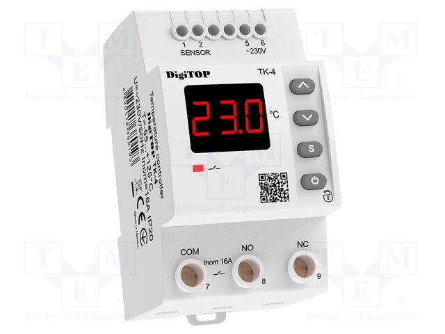 Temperature controller; for DIN rail mounting; 230VAC; IP20
