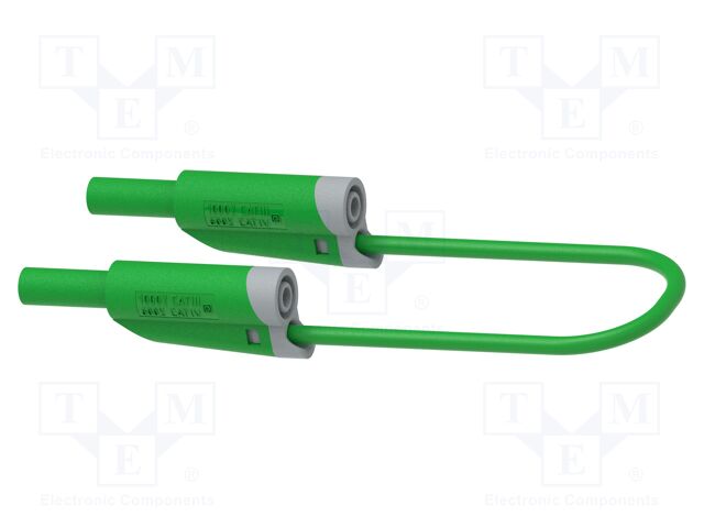 Test lead; 12A; banana plug 4mm,both sides; Len: 1.5m; green