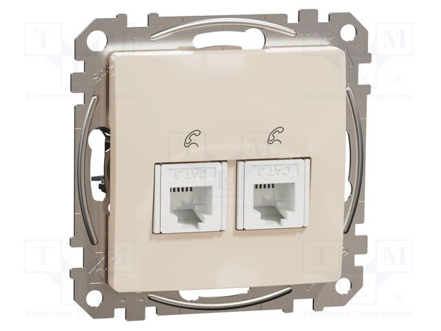 Telephone socket dual; IP20; plaster embedded,in mounting box