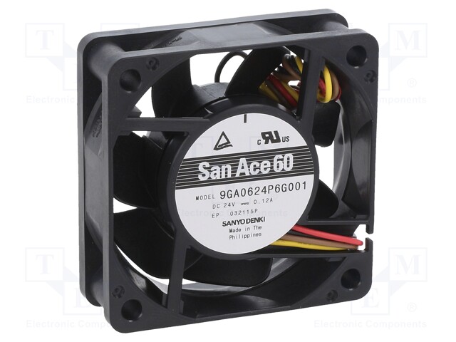 Fan: DC; axial; 24VDC; 60x60x20mm; 52.8m3/h; 43dBA; ball bearing