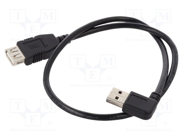 Cable; USB 2.0; gold-plated; 0.5m; black; 24AWG,28AWG; 480Mbps