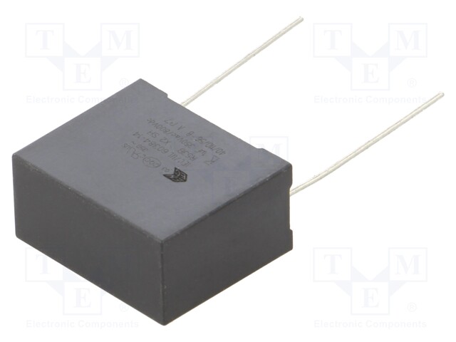 Capacitor: polypropylene; 1uF; Body dim: 13x22x26.5mm; THT; ±10%