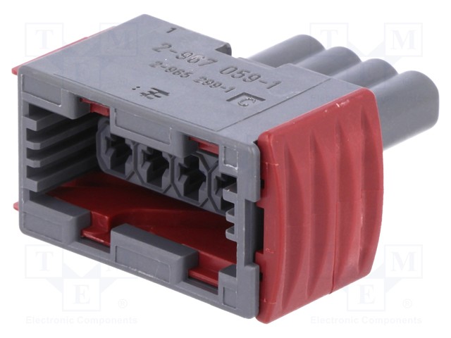Connector: automotive; JPT; plug; female; PIN: 4; w/o contacts; grey