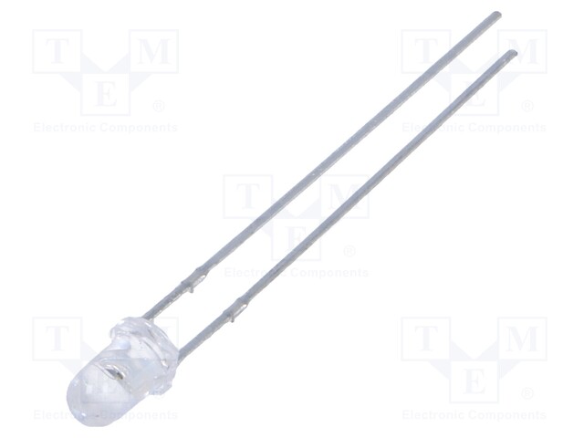 LED; 3mm; red; 1380÷3000mcd; 30°; Front: convex; Pitch: 2.54mm