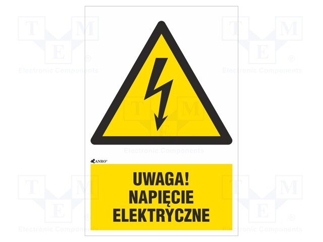 Safety sign; warning; Mat: PVC; W: 200mm; H: 300mm