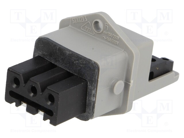 Connector: rectangular; ST; socket; female; PIN: 3; tinned; IP54; 16A