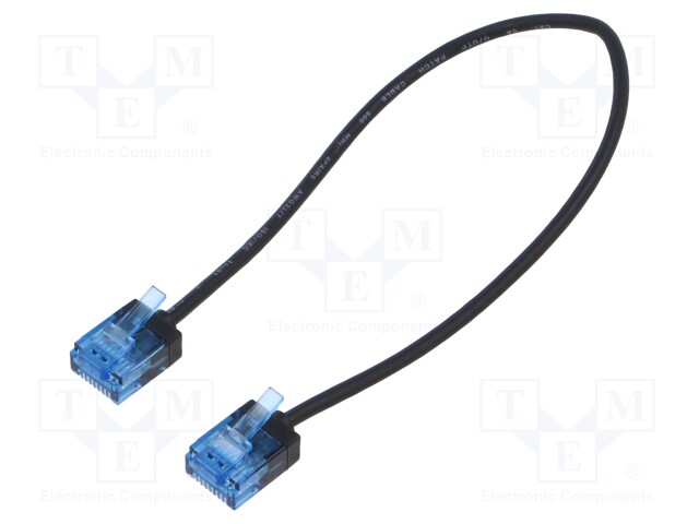 Patch cord; U/UTP; 6a; stranded; Cu; LSZH; black; 0.25m; 32AWG