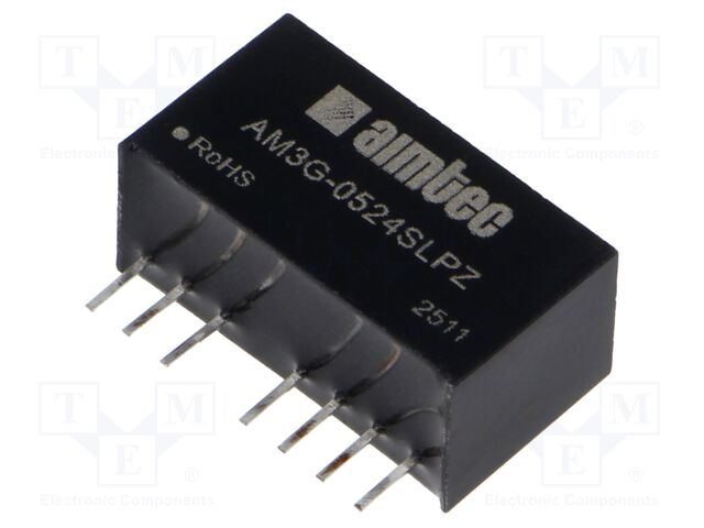 Converter: DC/DC; 3W; Uin: 4.5÷9V; Uout: 24VDC; Iout: 104mA; SIP8; THT