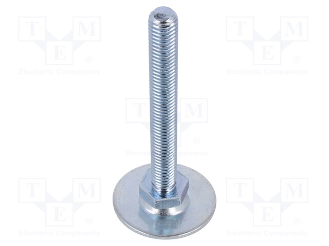 Foot of pin; Base dia: 80mm; M10; steel; Plunger length: 100mm