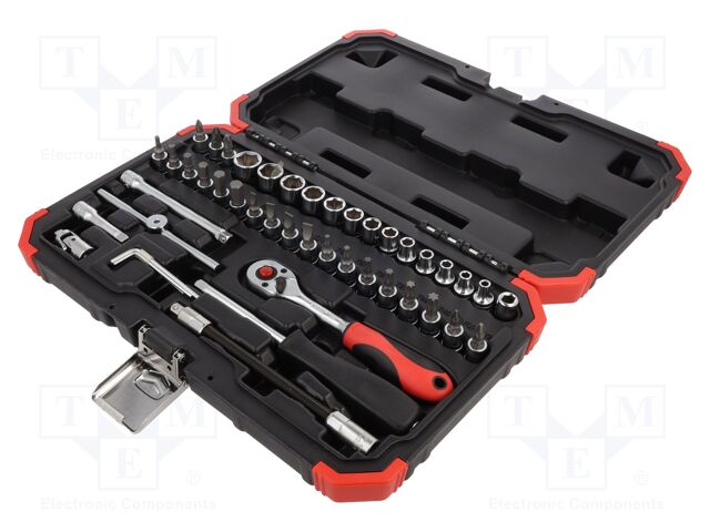 Wrench-set; 6-angles,socket spanner; Chrom-vanadium steel; 1/4"