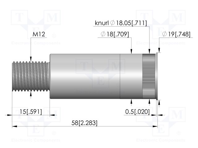 Test probe socket; silver plated; KS-672; M12; 58mm; test needles
