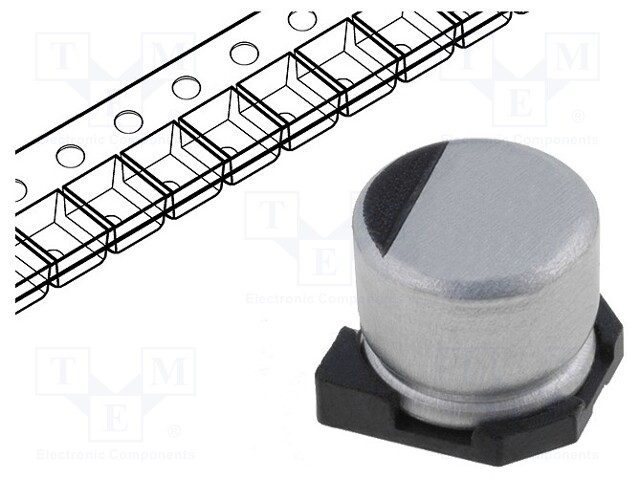 Capacitor: electrolytic; SMD; 47uF; 10VDC; Ø5x5.3mm; ±20%; 1000h