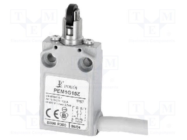 Limit switch; transversal plastic roller Ø12mm; NO + NC; 5A