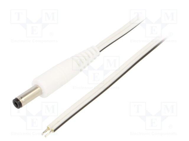 Cable; wires,DC 4,8/1,7 plug; straight; 0.5mm2; white; 1.5m