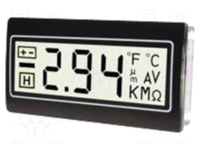 Panel; LCD 3,5 digit 14mm,with a backlit; 72x36mm; Range: 200mV