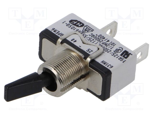 Toggle Switch, Off-On, SPST, Non Illuminated, 600NH Series, Panel Mount, 15 A
