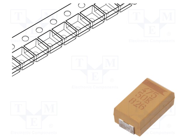 Capacitor: tantalum; low ESR; 4.7uF; 50VDC; Case: D; 2917; ESR: 300mΩ