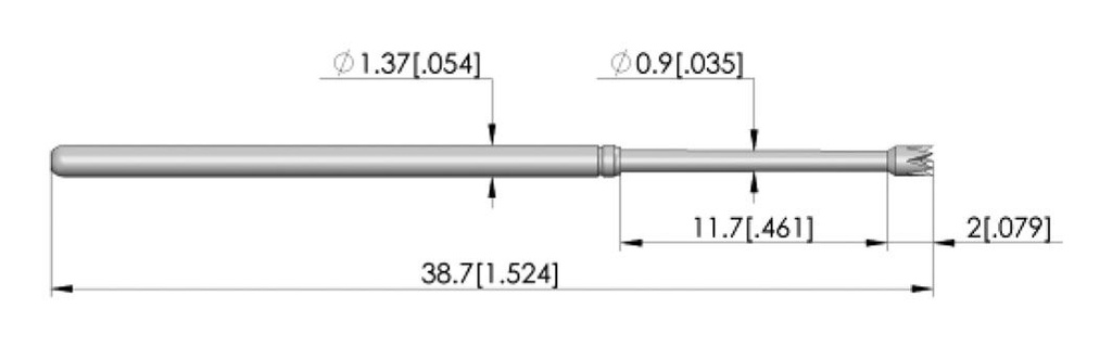 Test needle; Operational spring compression: 9.3mm; 5A; Ø: 1.3mm