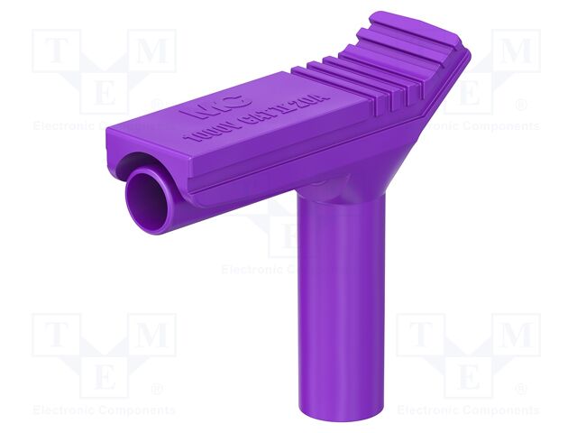 Connector: 4mm banana; angle plug; 20A; violet; insulated