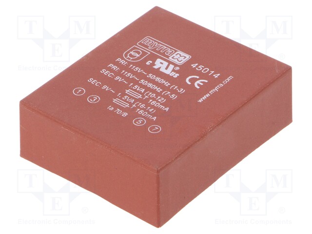 Transformer: encapsulated; 3VA; 115/230VAC; 9V; 9V; 167mA; 167mA