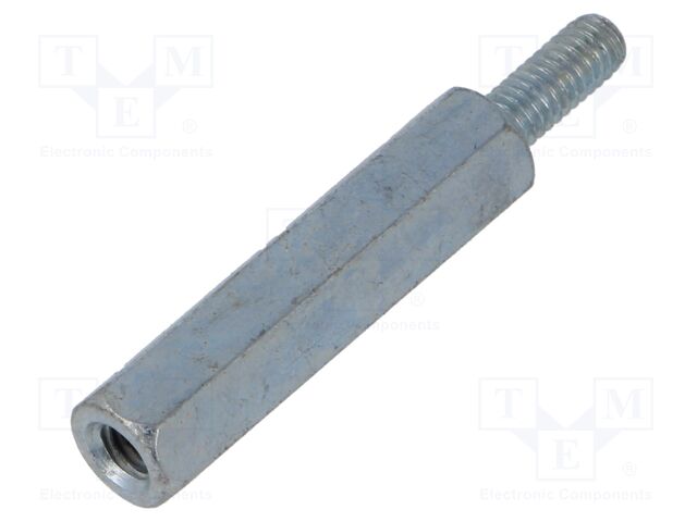 Screwed spacer sleeve; 30mm; Int.thread: M4; Ext.thread: M4