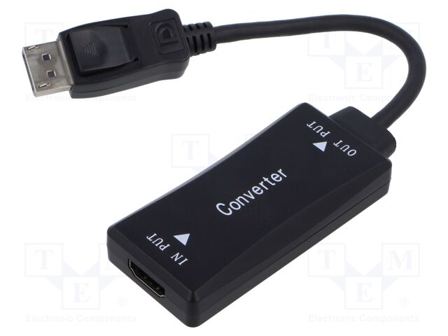 Adapter; DisplayPort plug,HDMI socket; 150mm; black