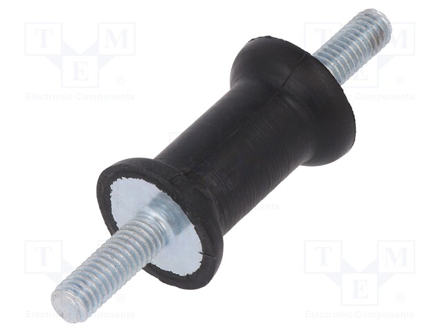 Vibration damper; M6; Ø: 20mm; rubber; L: 30mm; Thread len: 18mm