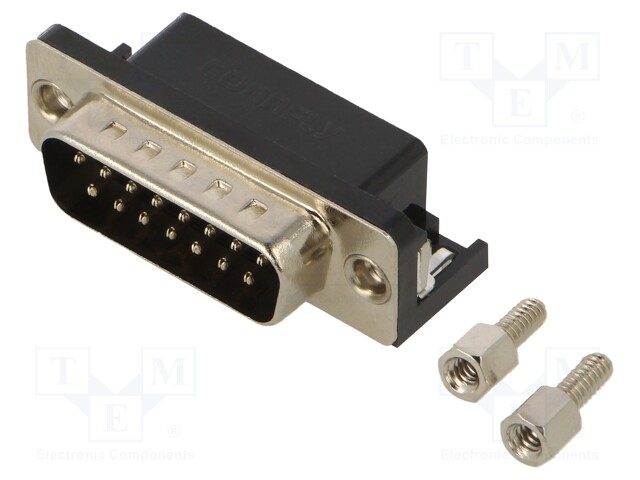 D-Sub; PIN: 15; socket; male; angled 90°; THT; UNC4-40; 3A; -40÷105°C