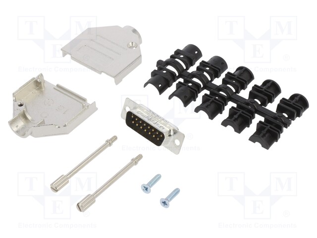 D-Sub; PIN: 15; male; shielded; straight; soldering; for cable