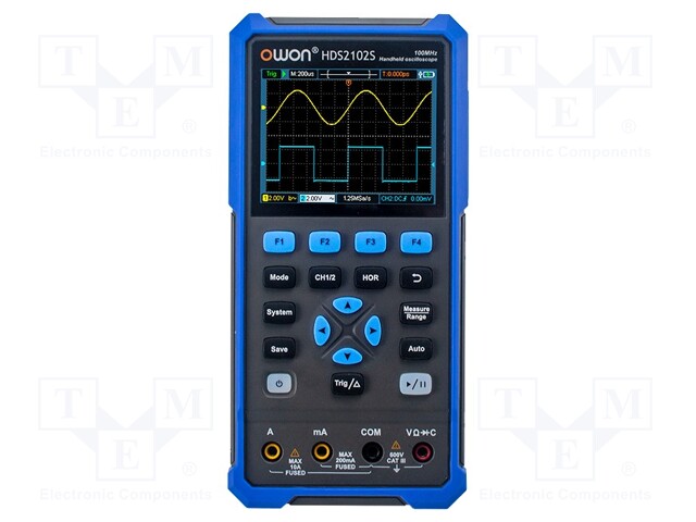 Handheld oscilloscope; 100MHz; LCD 3,5"; Ch: 2; 500Msps; 8kpts