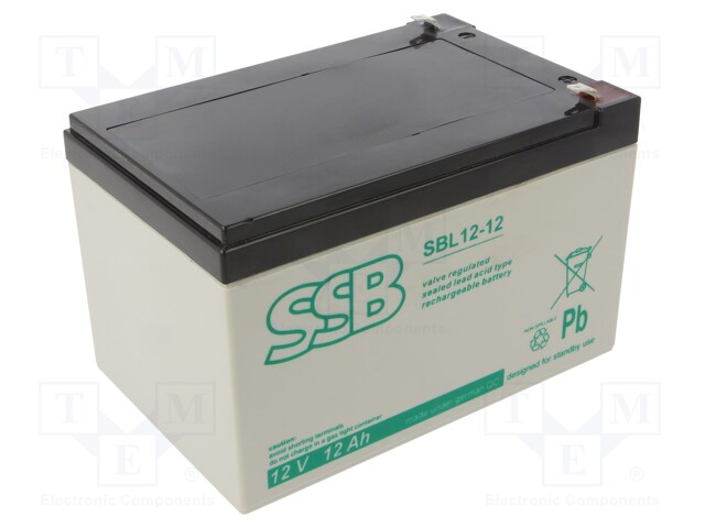 Re-battery: acid-lead; 12V; 12Ah; AGM; maintenance-free
