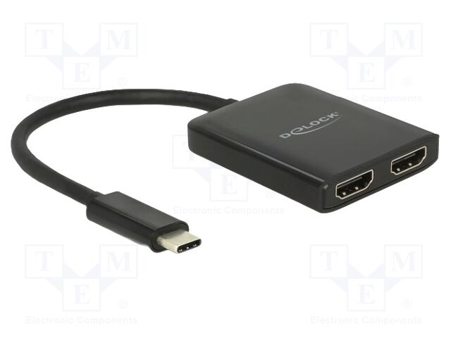 Splitter; QHD 1440p,UHD 2160p; 0.1m; black; Input: USB C plug