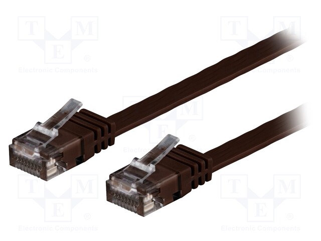 Patch cord; U/UTP; 6; stranded; Cu; PVC; dark brown; Len: 5m; 32AWG