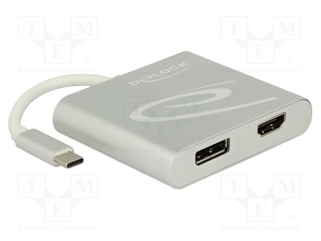 Splitter; DisplayPort 1.2; QHD 1440p,UHD 2160p; 0.1m; silver