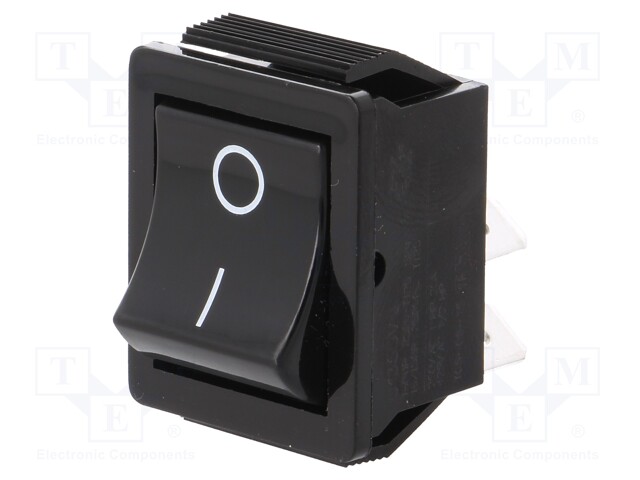 ROCKER; DPST; Pos: 2; OFF-ON; 16A/250VAC; black; none; Body: black
